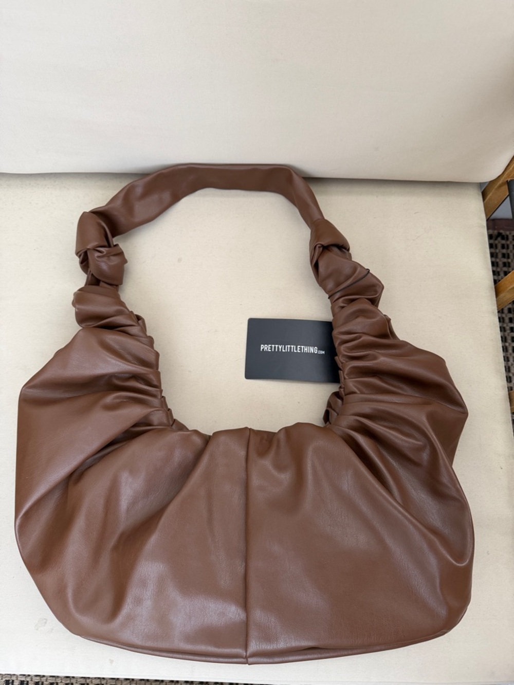 PrettyLittleThing Chocolate Brown Knotted Ruched Shoulder Bag